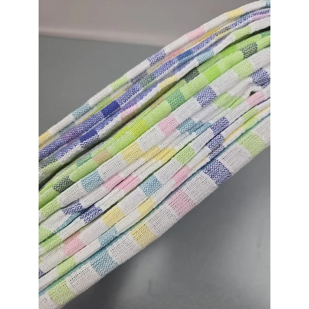 HOLIDAY HOME Spring Easter Cotton Yellow Pink Plaid Tablecloth OBLONG 60''X8